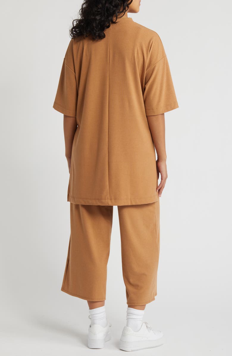 Dressed in Lala Lex Rib Oversize T-Shirt & High Waist Crop Pants, Alternate, color, Suntan
