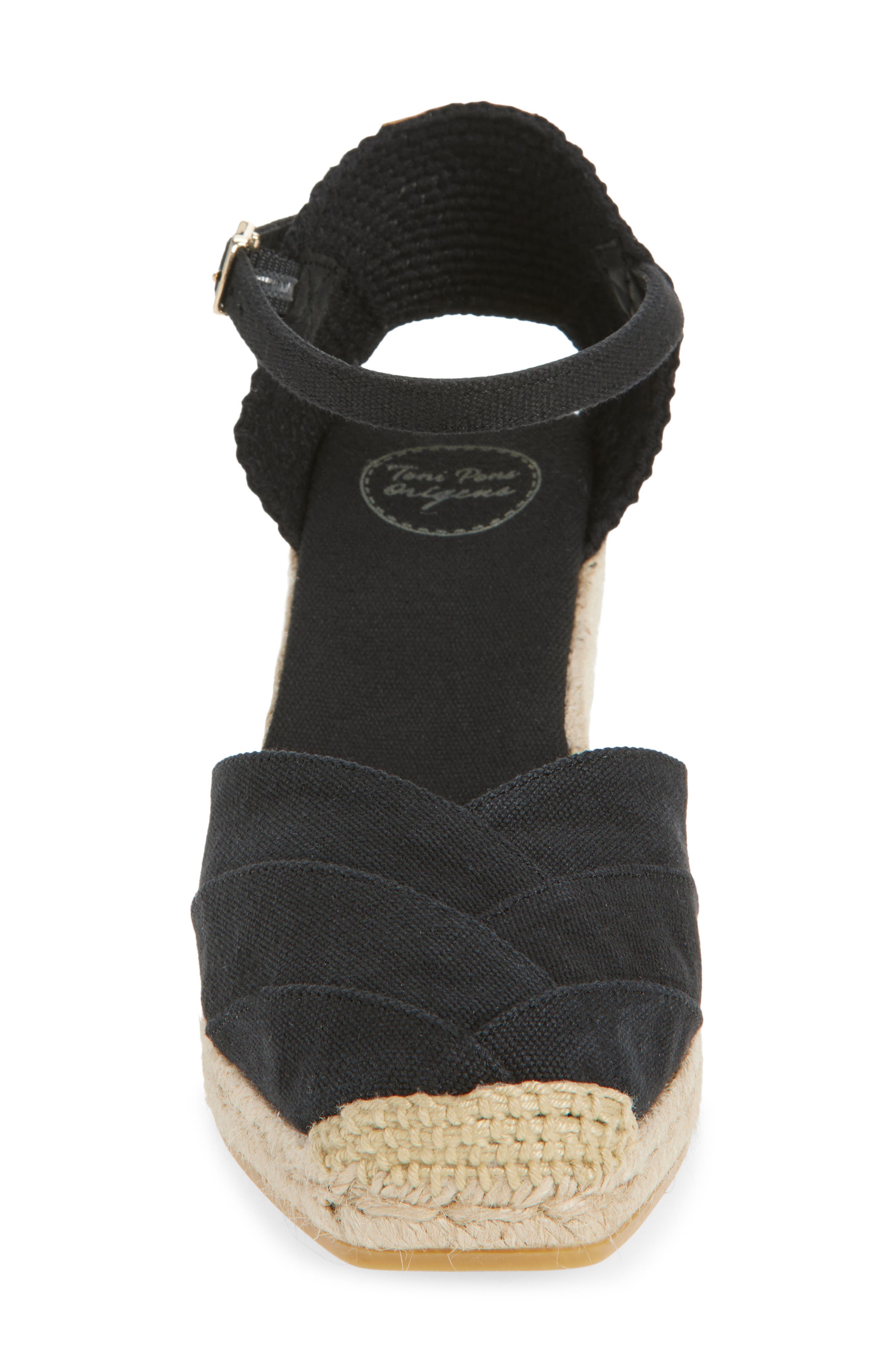 Toni Pons Clara Ankle Strap Espadrille Wedge, Alternate, color, Negre