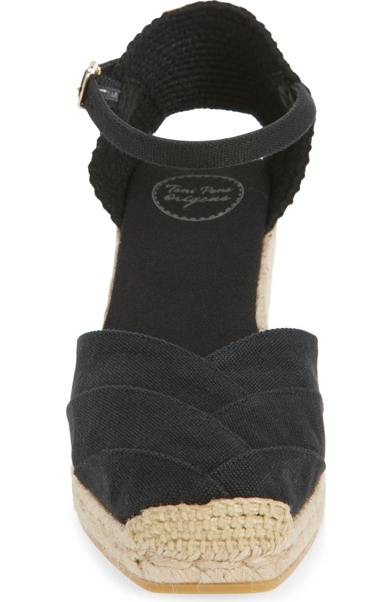 Toni Pons Clara Ankle Strap Espadrille Wedge, Alternate, color, Negre