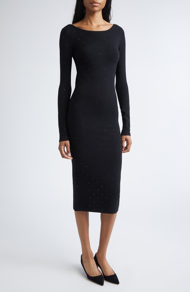 Max Mara Madatti Crystal Embellished Two-Piece Sweater Dress, Alternate, color, Black
