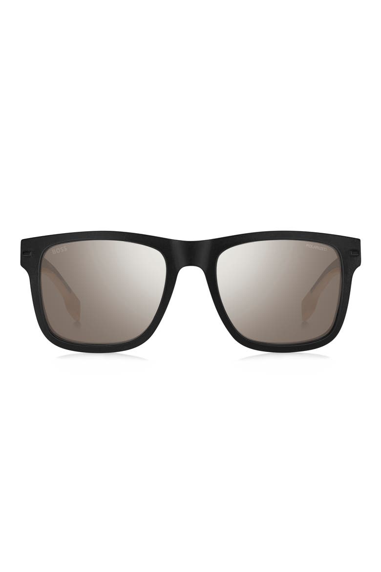 55mm Polarized Square Sunglasses, Main, color, MATTE BLACK BEIGE