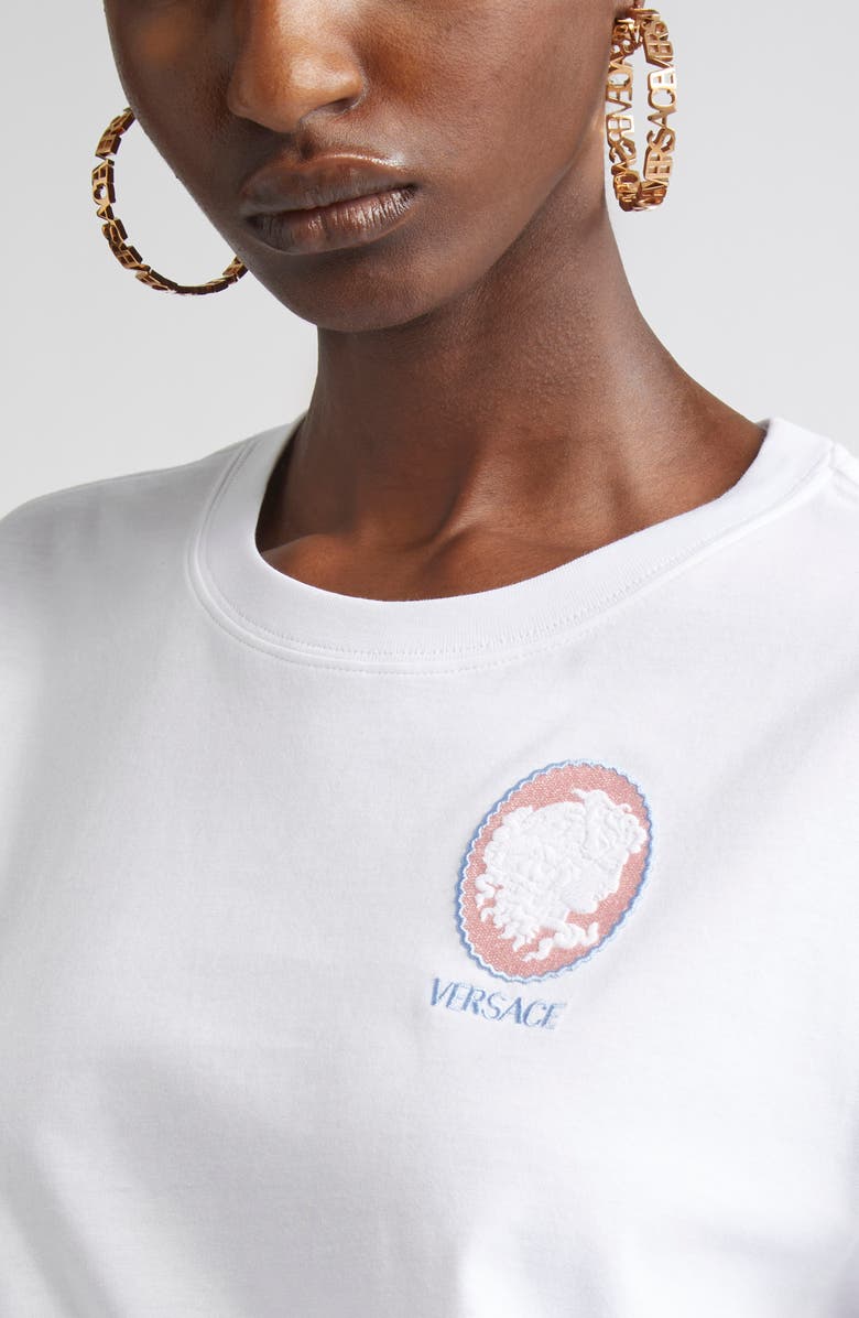 Versace Medusa Cameo Embroidered T-Shirt, Alternate, color, 