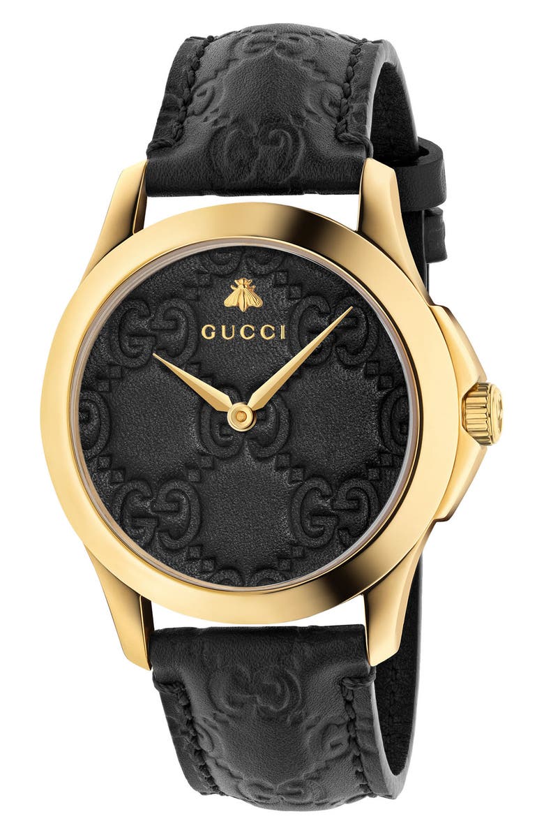 Gucci G-Timeless Leather Strap Watch, 38mm, Main, color,