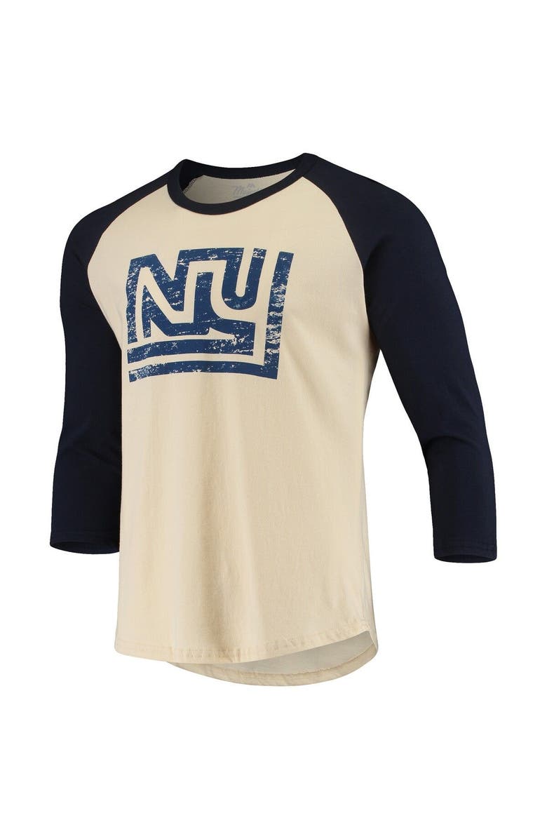 Majestic Threads Men's Majestic Threads Cream/Navy New York Giants Gridiron Classics Raglan 3/4-Sleeve T-Shirt, Alternate, color,