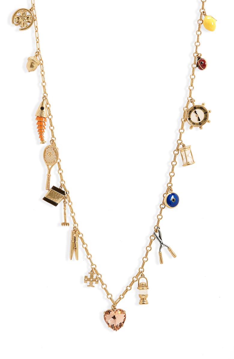 Tory Burch Charm Rosary Necklace, Alternate, color, 