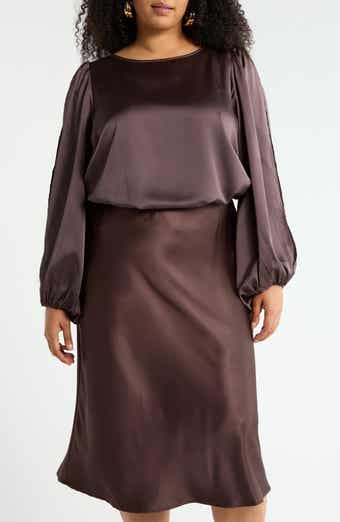 Cutout Long Sleeve Satin Top