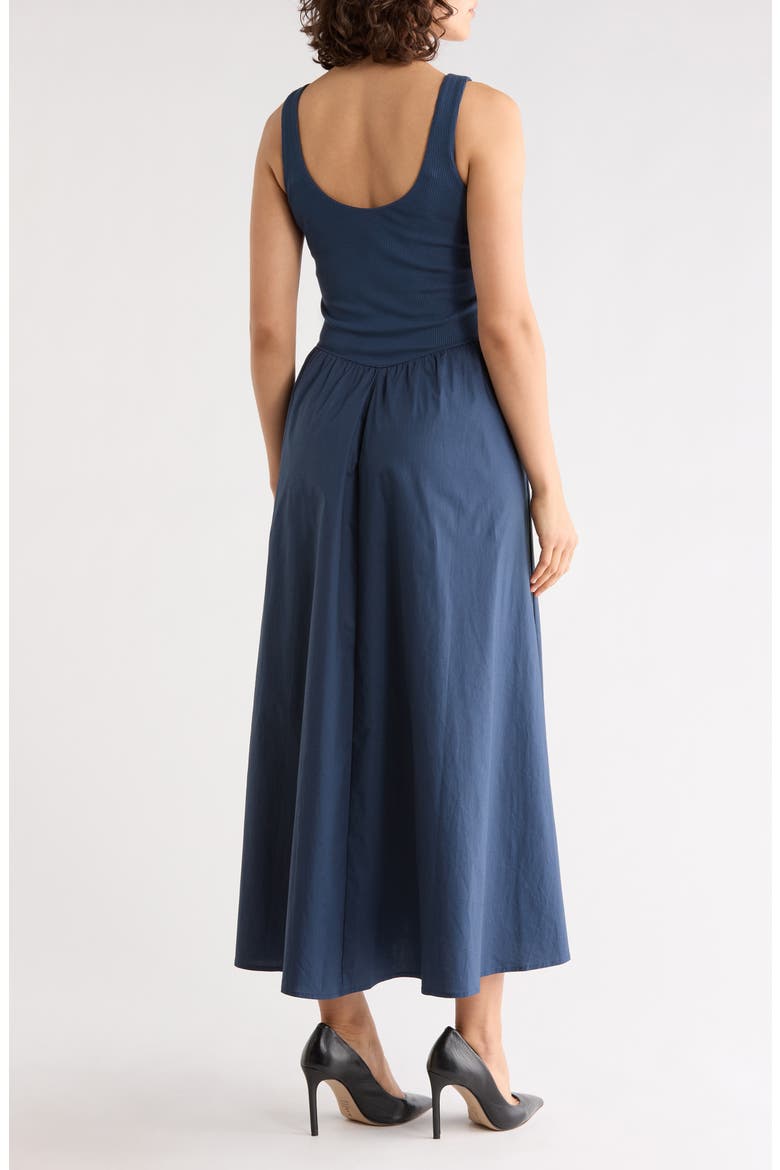 Mixed Media Tank Dress, Alternate, color, NAVY DIPPER