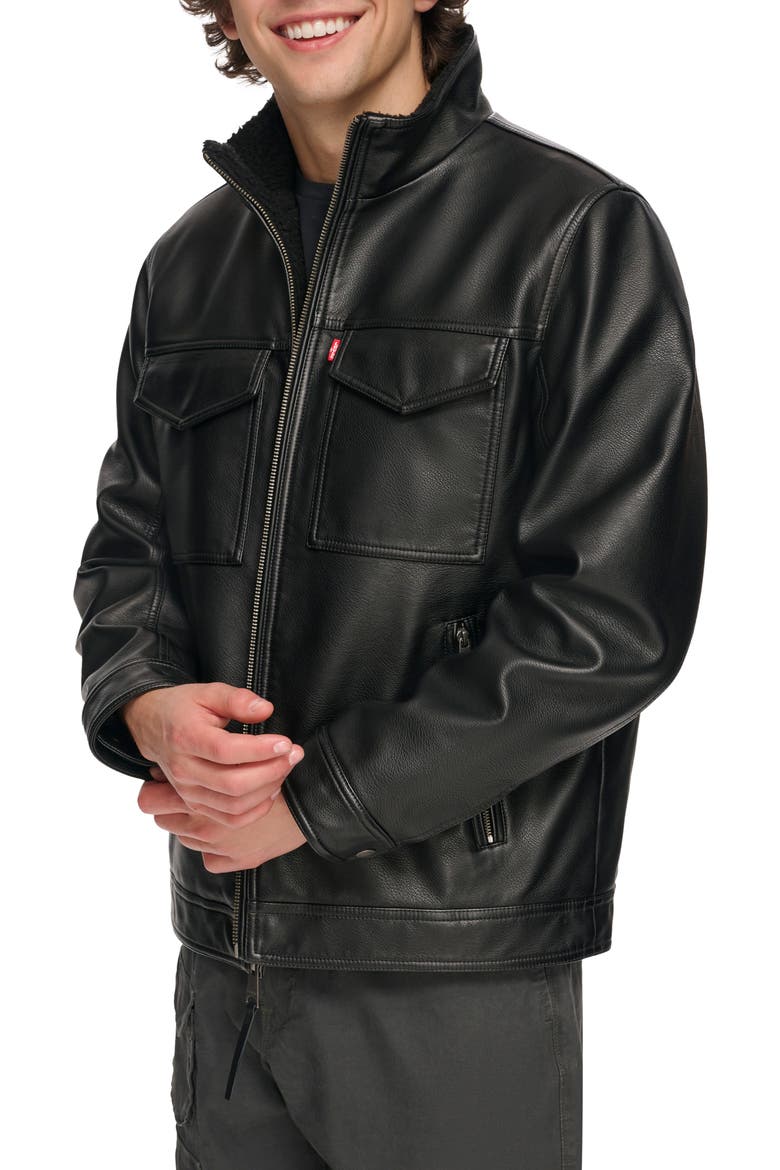 Faux Shearling Lined Rancher Jacket, Alternate, color, BLACK