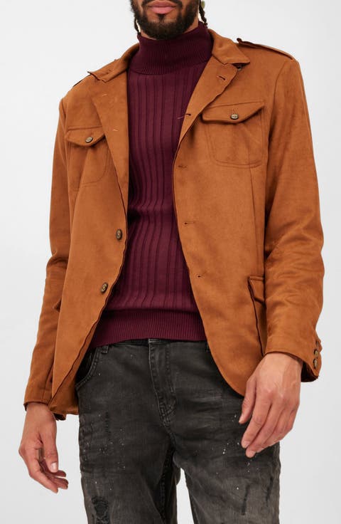 FAUX SUEDE SAFARI JACKET - CAM
