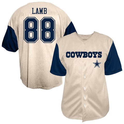 Men's Fanatics CeeDee Lamb Cream Dallas Cowboys Big & Tall Baseball Button-Up Shirt