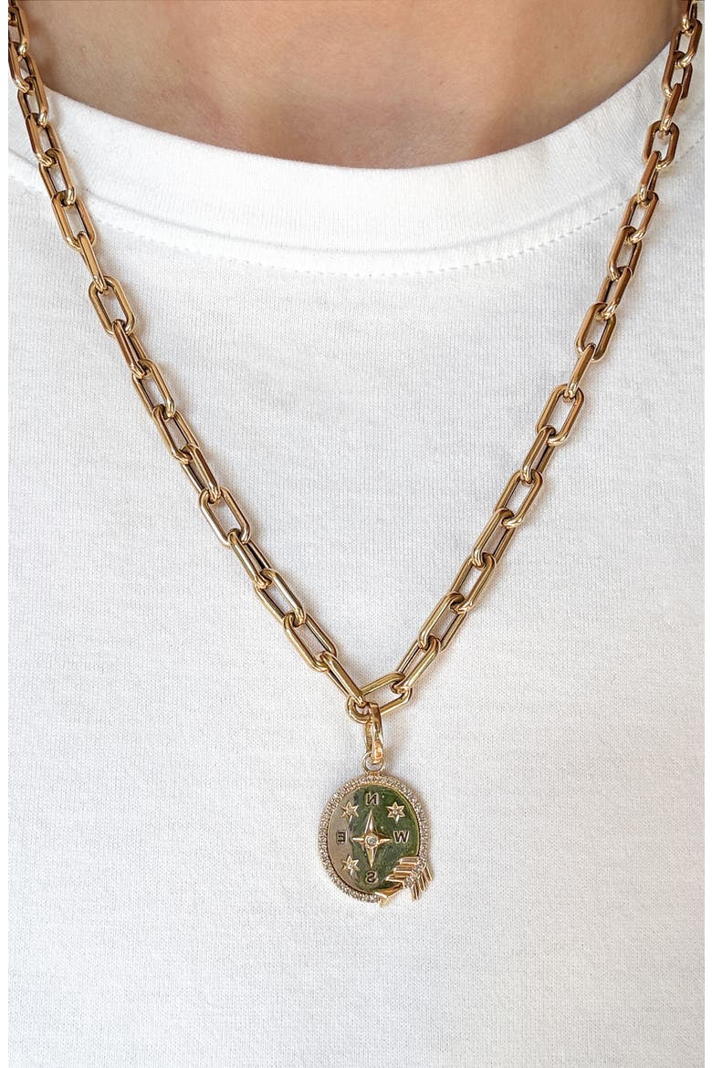 Pavé Diamond Compass Pendant, Alternate, color, YELLOW