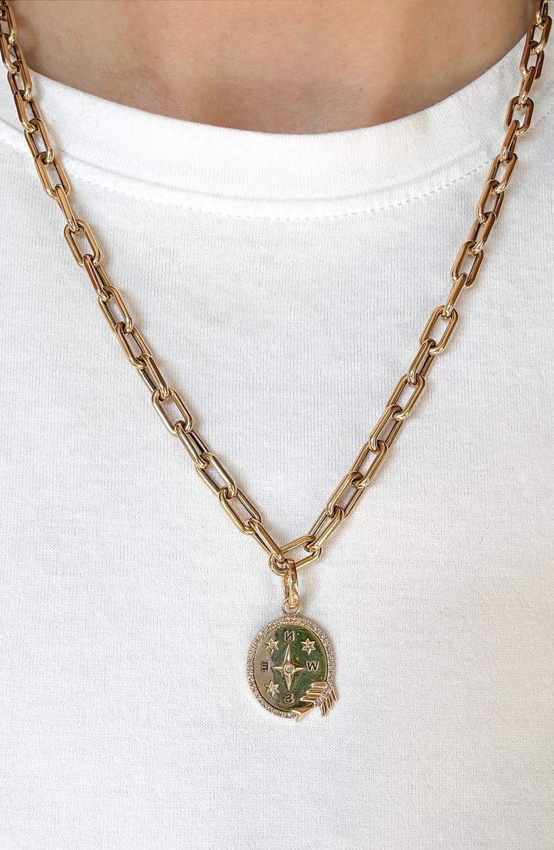 Adina Reyter Pavé Diamond Compass Pendant, Alternate, color, 14K Yellow Gold