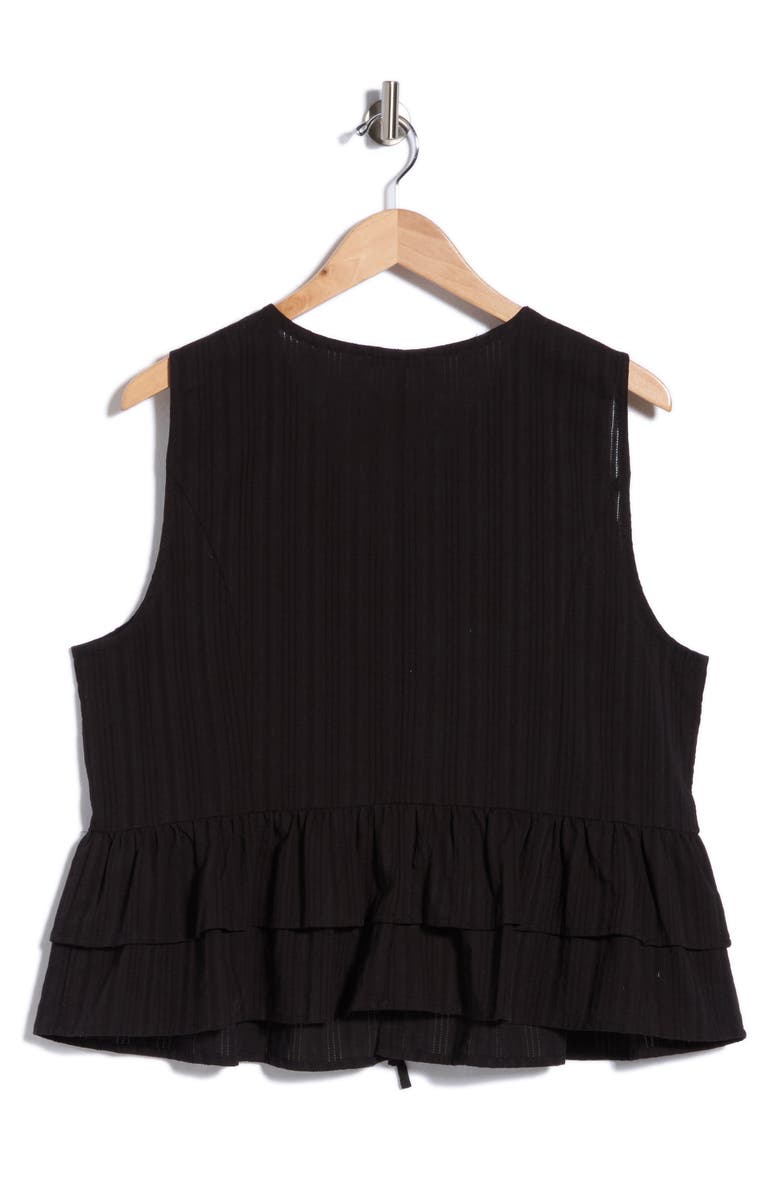 Adrianna Papell Sleeveless Button Front Peplum Top, Alternate, color, Black