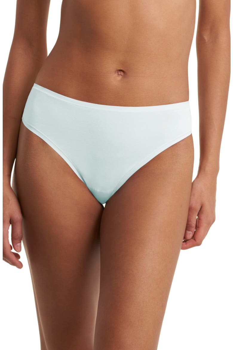 Bliss Bare Stretch Cotton Thong, Main, color, SKY GREEN