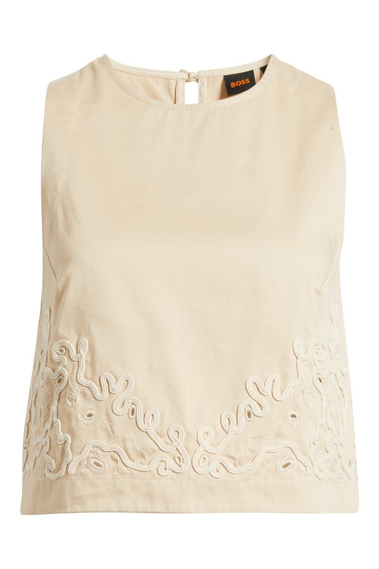 Sleeveless Embroidered Cotton Top, Alternate, color, SOFT SAND
