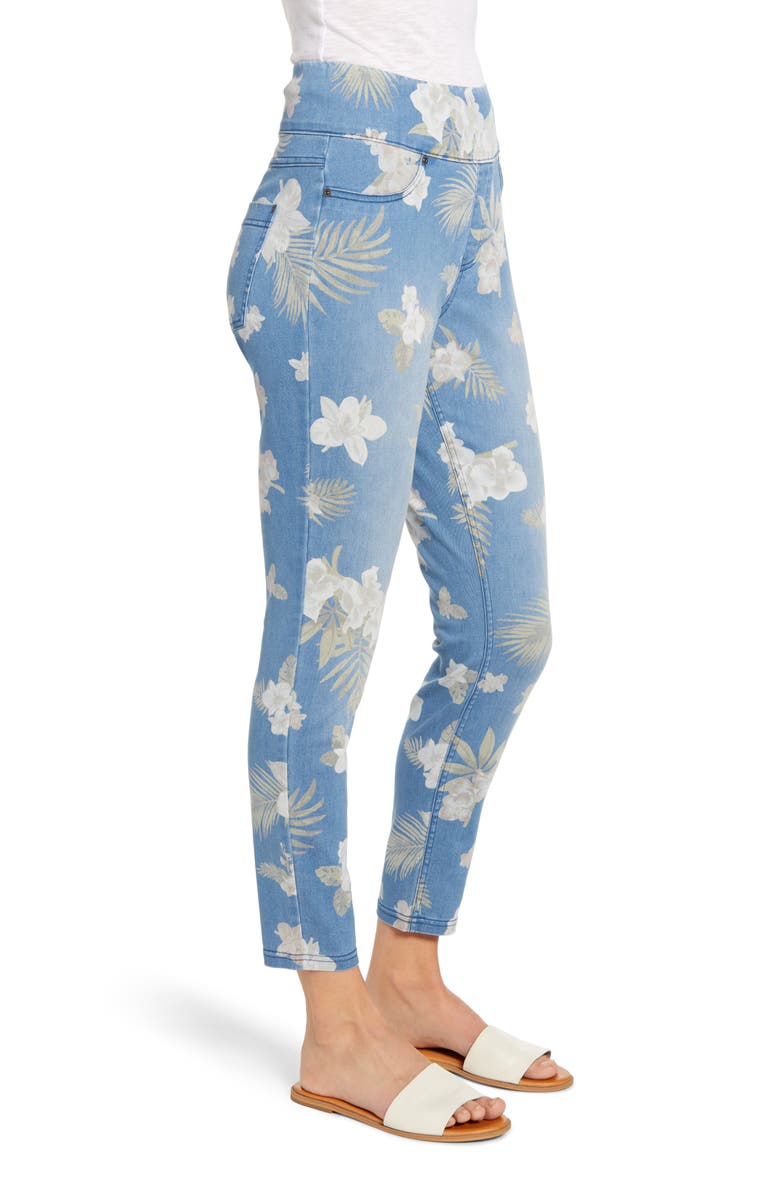 Hue Tropical Orchid Denim Skimmer Leggings, Alternate, color, 