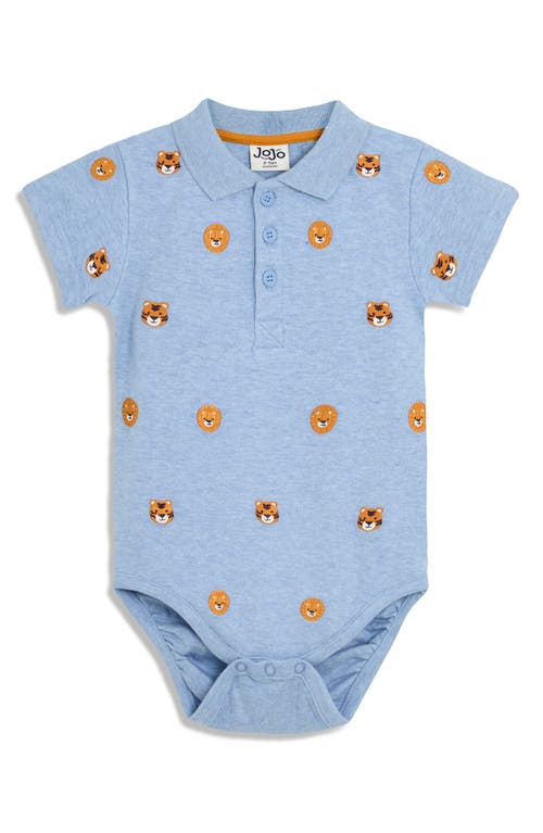 JOJO MAMAN BEBE Big Cats Embroidered Cotton Polo Bodysuit in Blue  product
