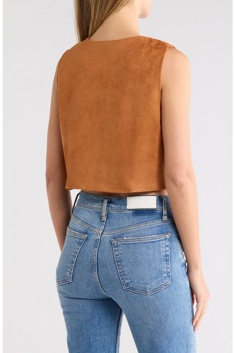 Studded Embroidered Faux Suede Vest, Alternate, color, CAMEL