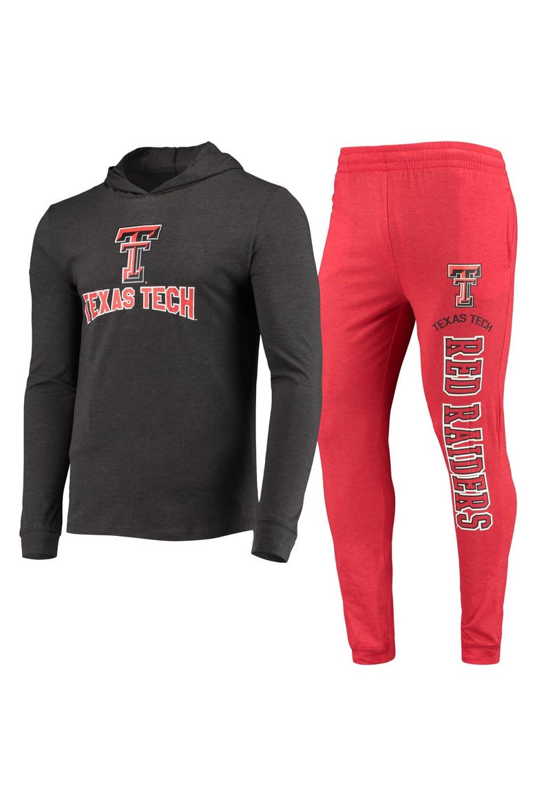 Men's Concepts Sport Red/Heather Charcoal Texas Tech Red Raiders Meter Long Sleeve Hoodie T-Shirt & Jogger Pajama Set, Main, color, Red