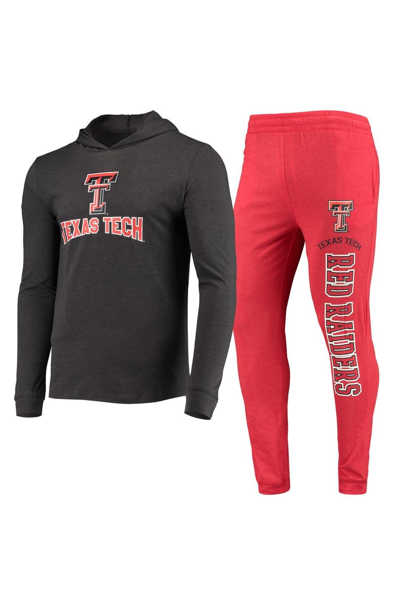 CONCEPTS SPORT Men's Concepts Sport Red/Heather Charcoal Texas Tech Red Raiders Meter Long Sleeve Hoodie T-Shirt & Jogger Pajama Set, Main, color, Red