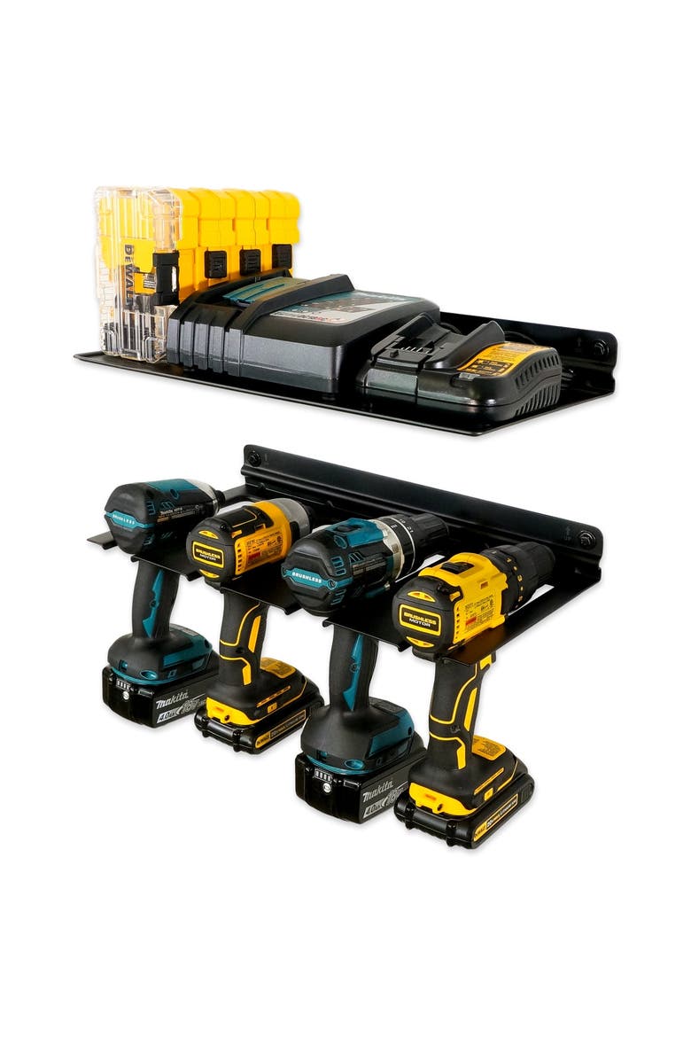 E-Drill Power Tool Organizer with Shelf, Main, color, Black
