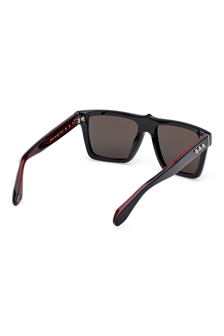 56mm Square Sunglasses, Alternate, color, BLACK / GUNMETAL / ZEISS SMOKE