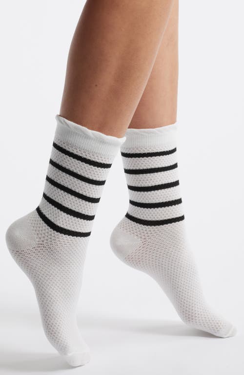 Stems Stripe Crew Socks In Black