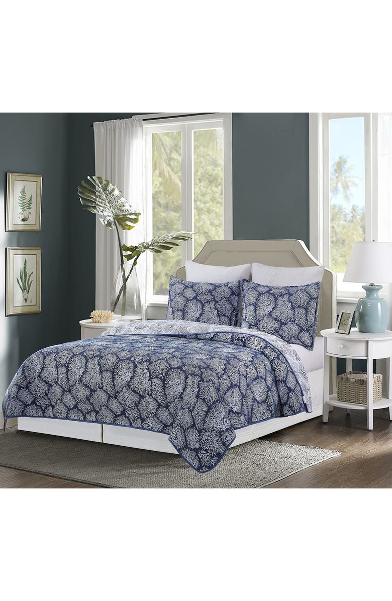 C&F Home Blue Coral Jaquard Coverlet, Main, color, Blue