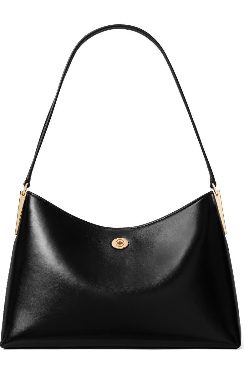 Tory Burch Small Robinson Leather Shoulder Bag, Main, color, Black