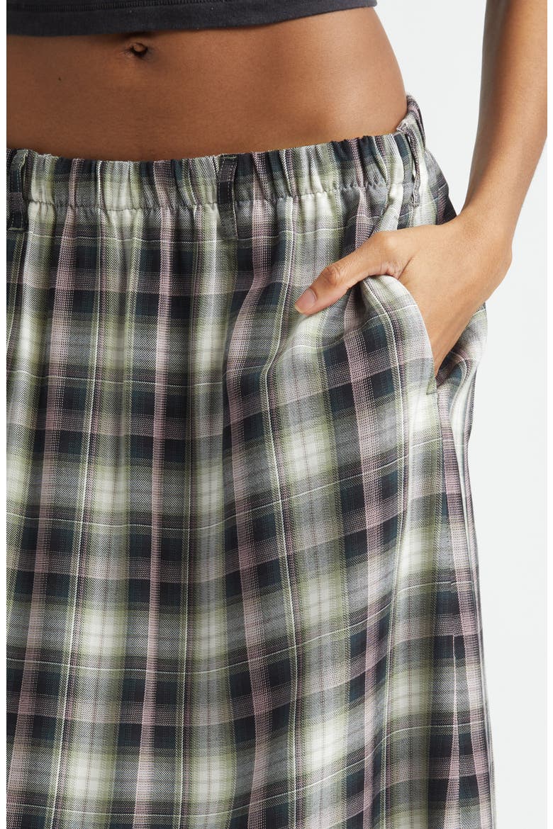 Izetta Check Midi Skirt, Alternate, color, BLACK/ GREEN