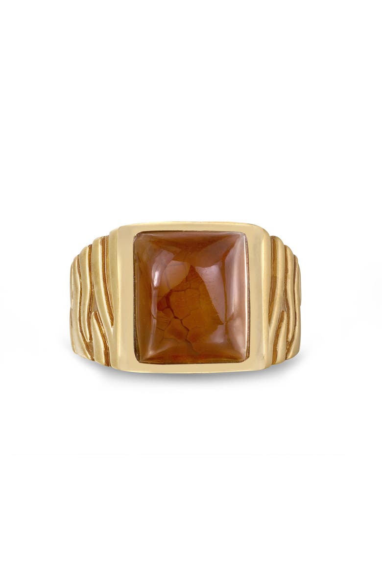 LuvMyJewelry Cracked Agate Sterling Silver Men Signet Ring, Main, color, 14Kt Gold Vermeil On Sterling