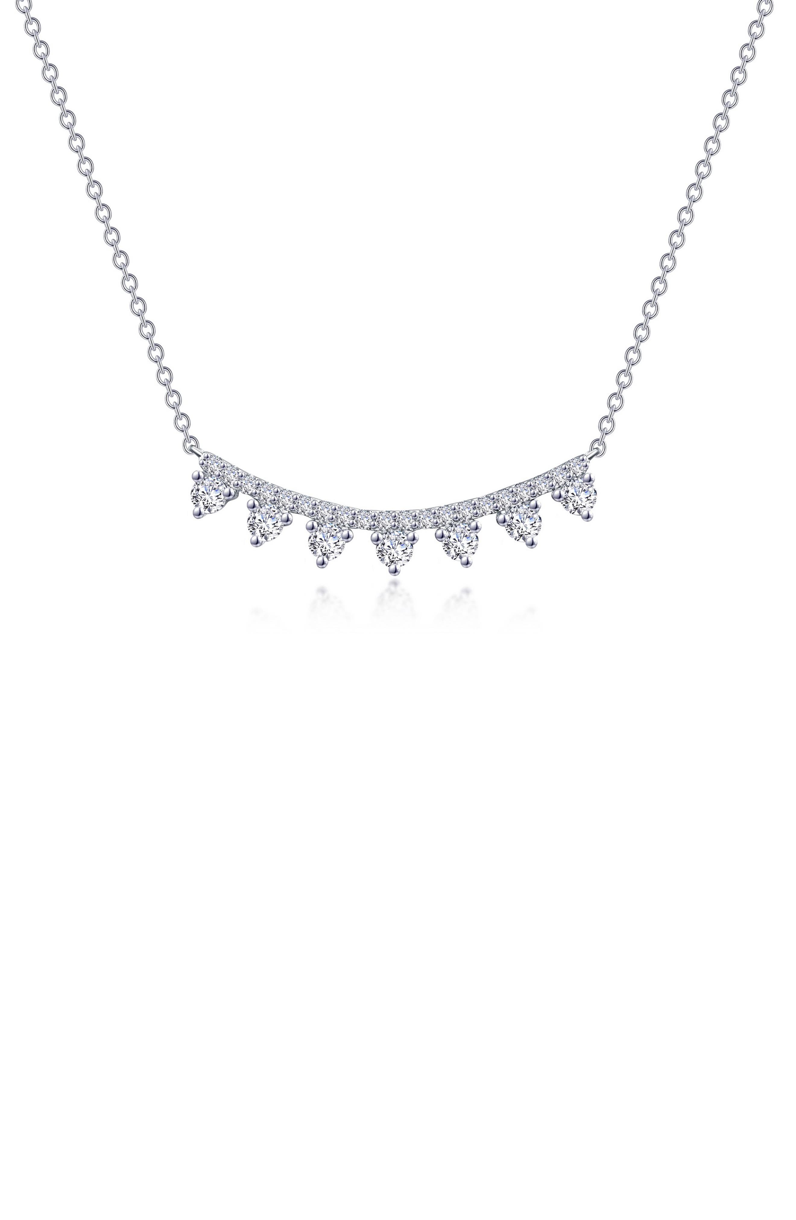 Lafonn Simulated Diamond Curved Bar Pendant Necklace