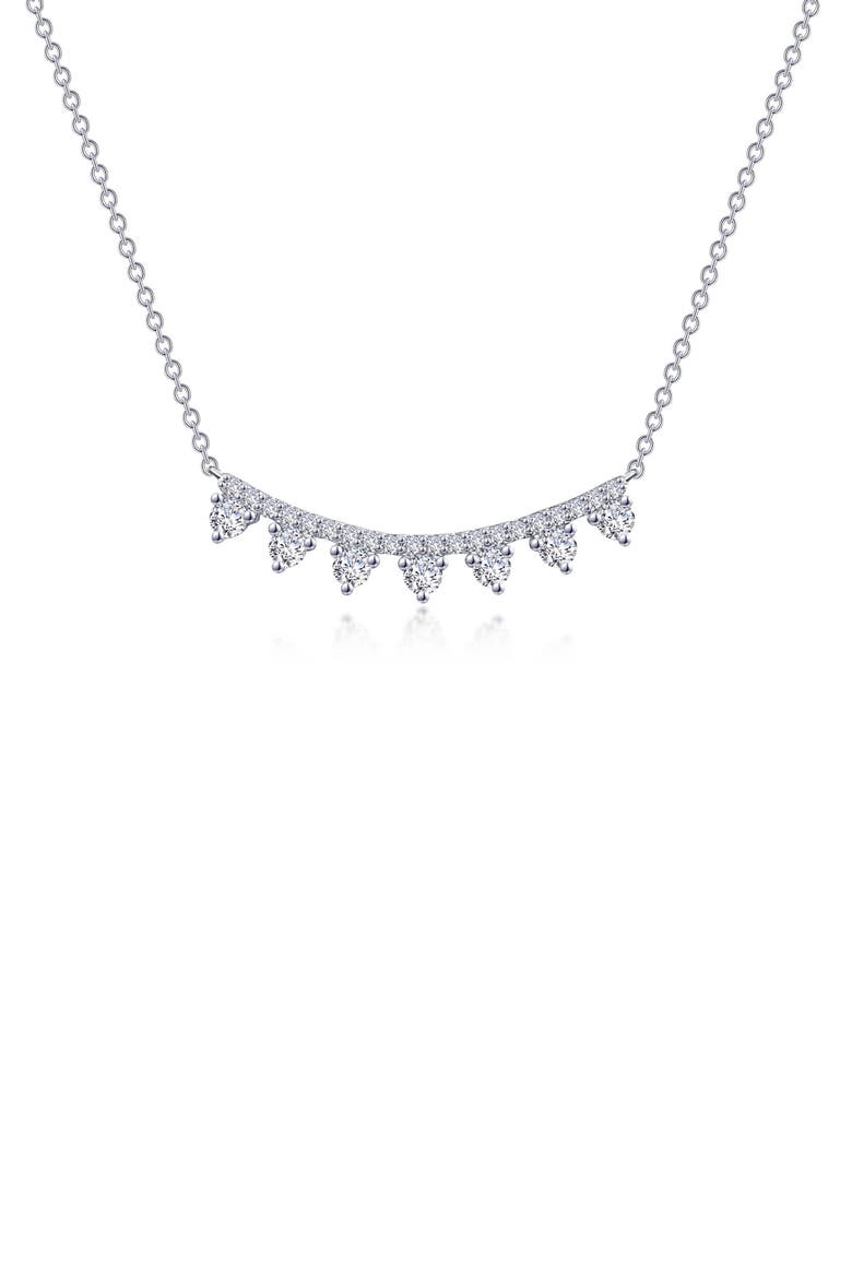 Simulated Diamond Curved Bar Pendant Necklace, Main, color, WHITE