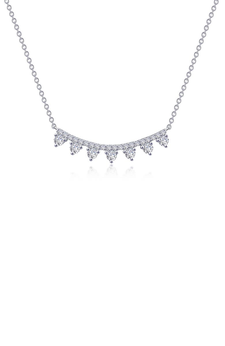 Lafonn Simulated Diamond Curved Bar Pendant Necklace, Main, color, 
