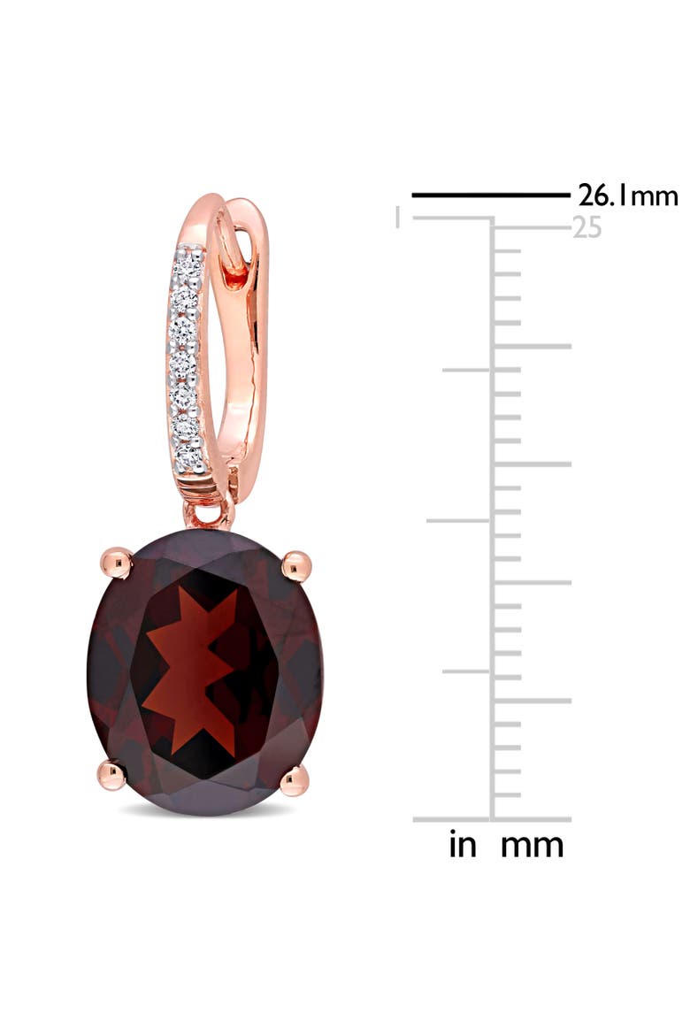 Gemstone & Diamond Oval Drop Earrings 14K, Alternate, color, Garnet/Rose Gold