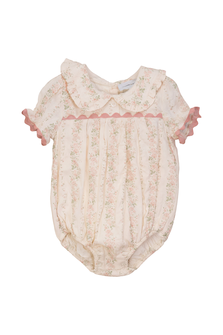 Stripe Floral Bubble Romper, Main, color, Pink