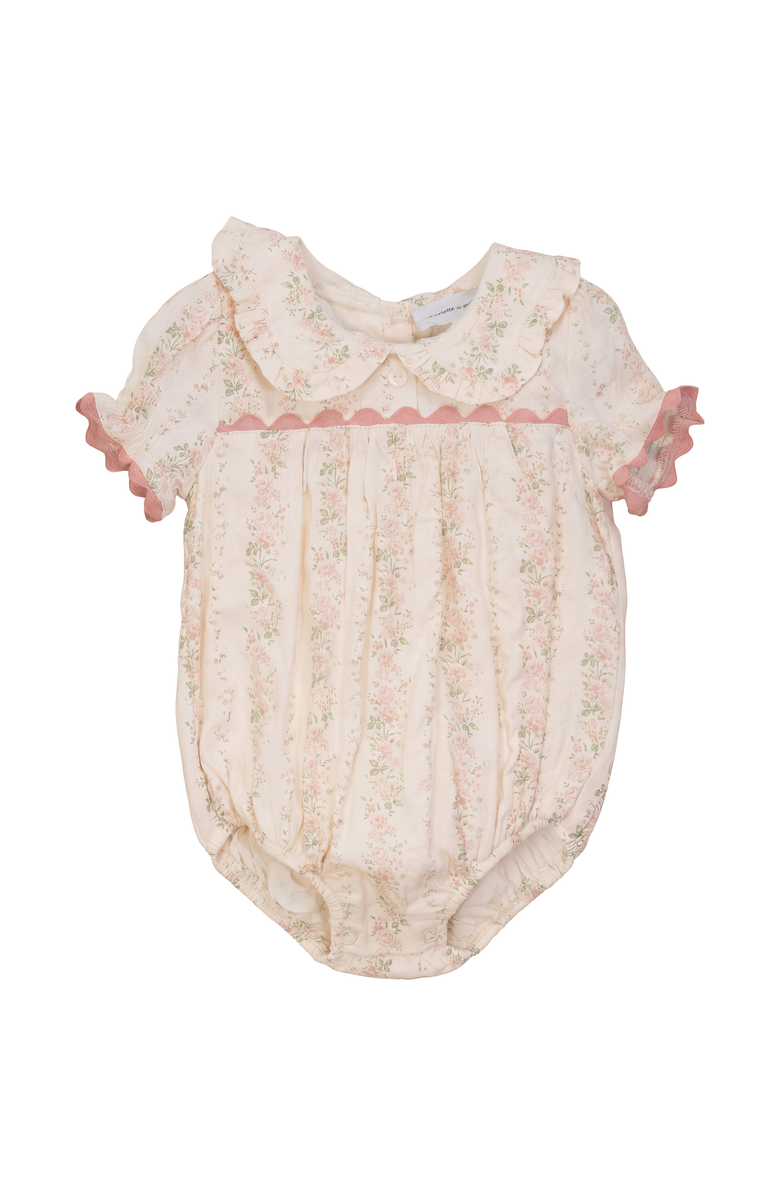 Charlotte & George Stripe Floral Bubble Romper, Main, color, Pink