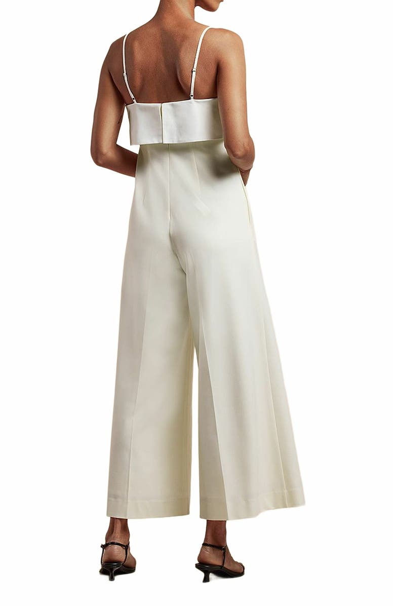 Rebecca Taylor Tuxedo Wide Leg Jumpsuit, Alternate, color, Ivory