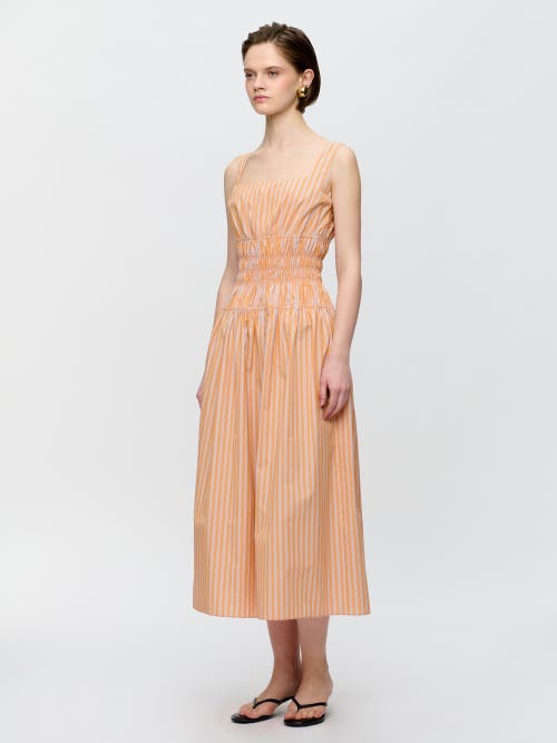 Callas Milano Belinda Square-neck Striped Cotton Midi Dress In Multi