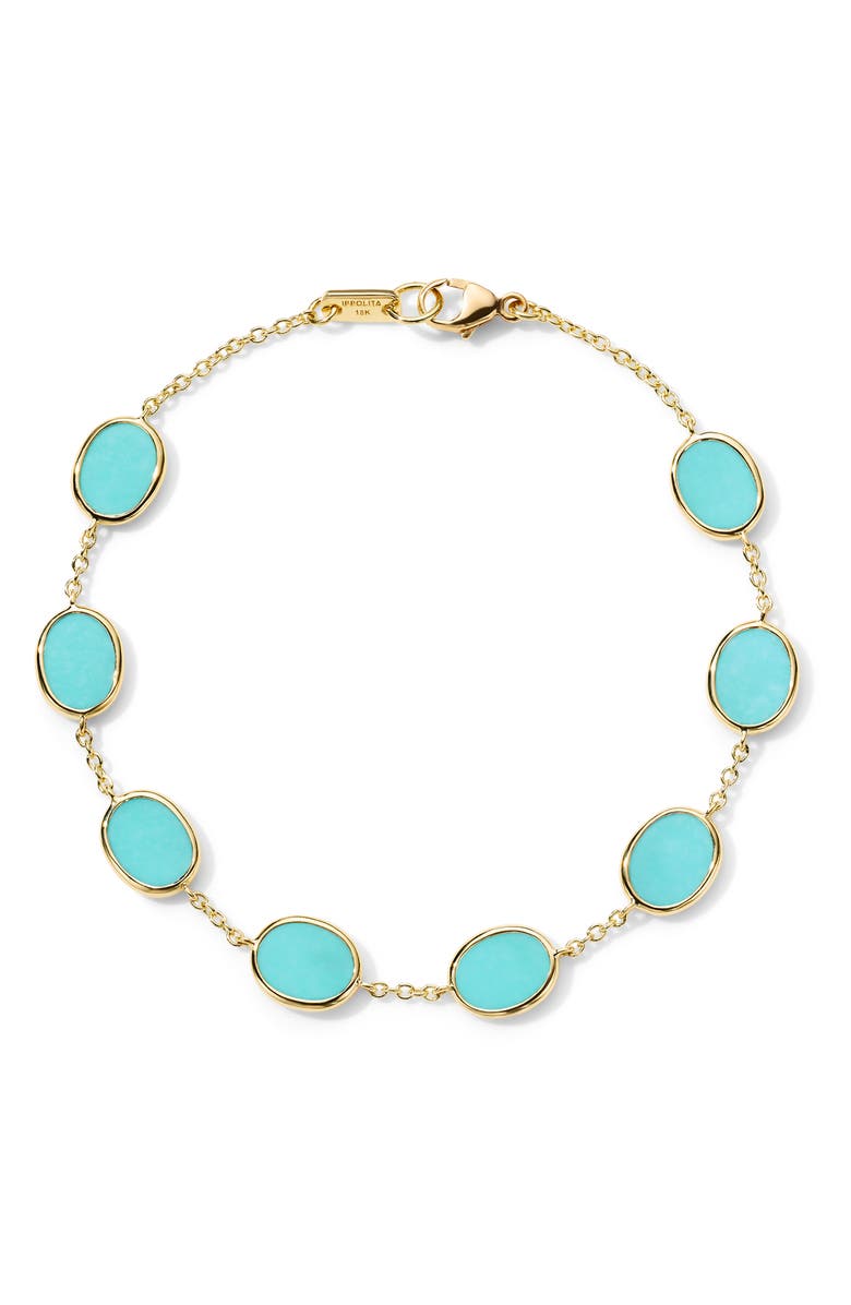 Ippolita 18K Gold Polished Rock Candy<sup>®</sup> Confetti Bracelet in Turquoise, Main, color, 