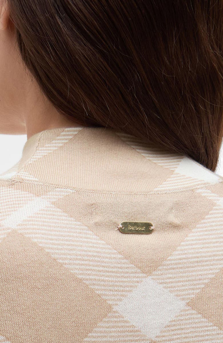 Barbour Savannah Plaid Mock Neck Cotton Sweater, Alternate, color, Beige