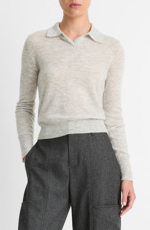 Wool Blend Polo Sweater