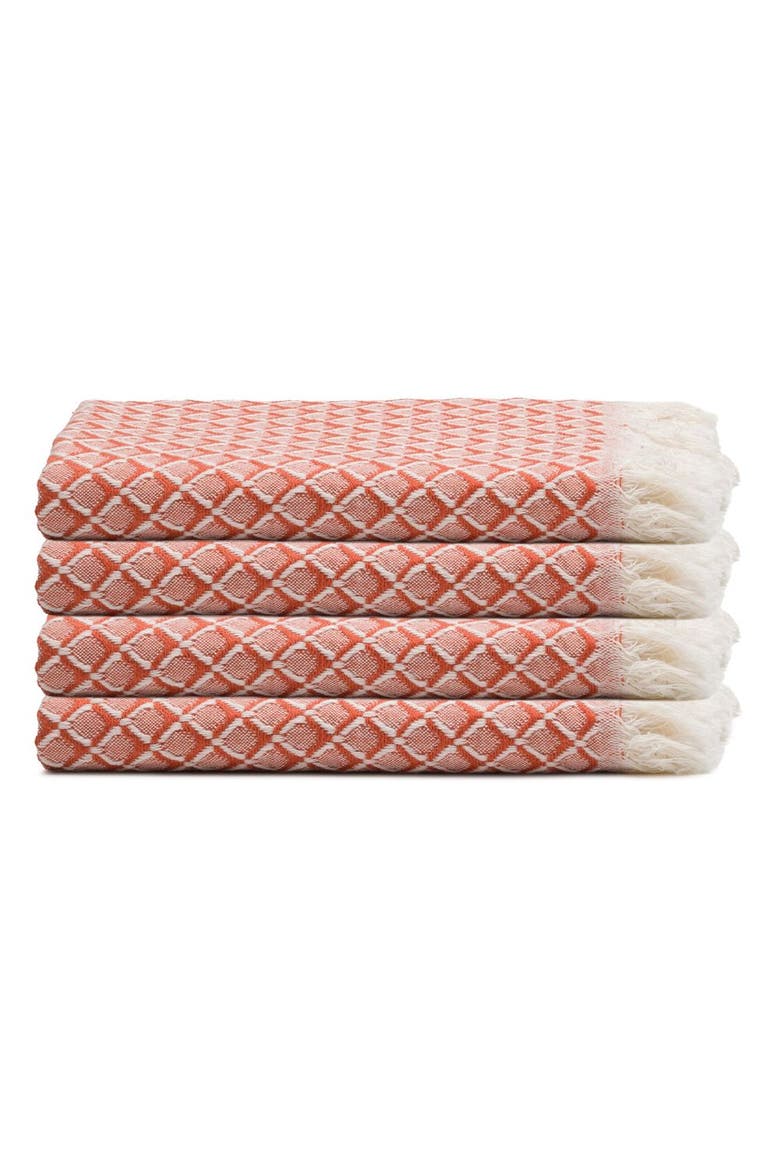 Serenity Grid Turkish Cotton Hand Towel Bundle, Main, color, Terracotta