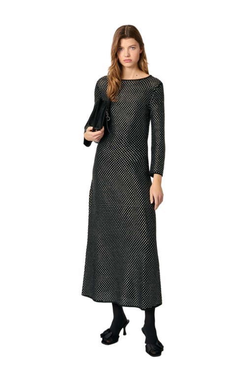 Maje Rhinestoned Maxi Dress In Black