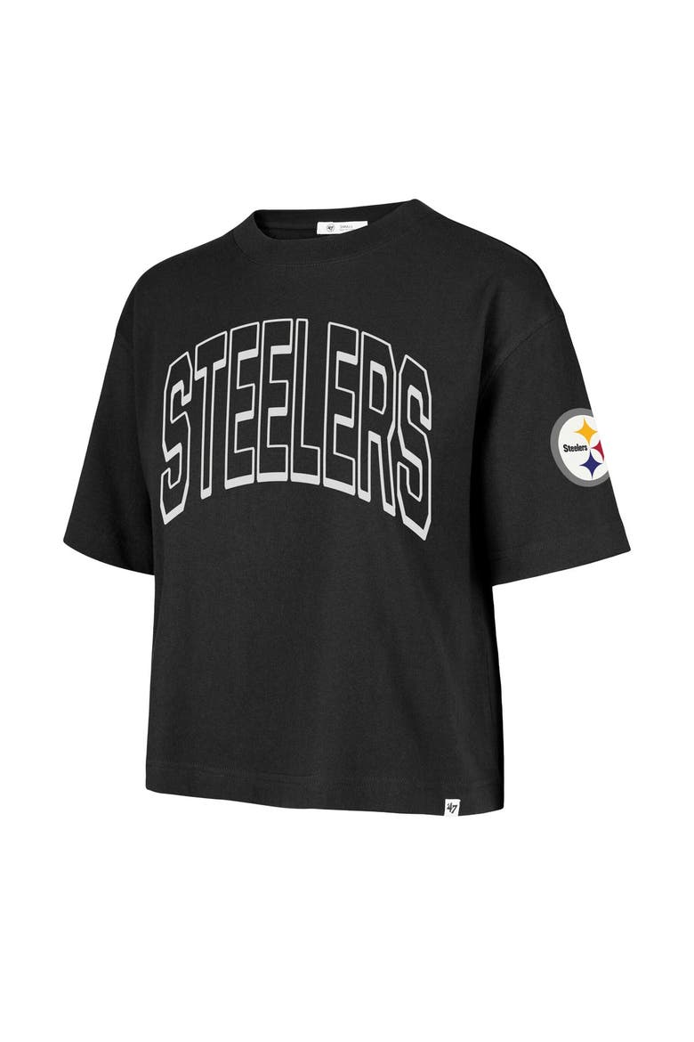 Women's '47 Black Pittsburgh Steelers Call Out Reed City T-Shirt, Alternate, color, Black