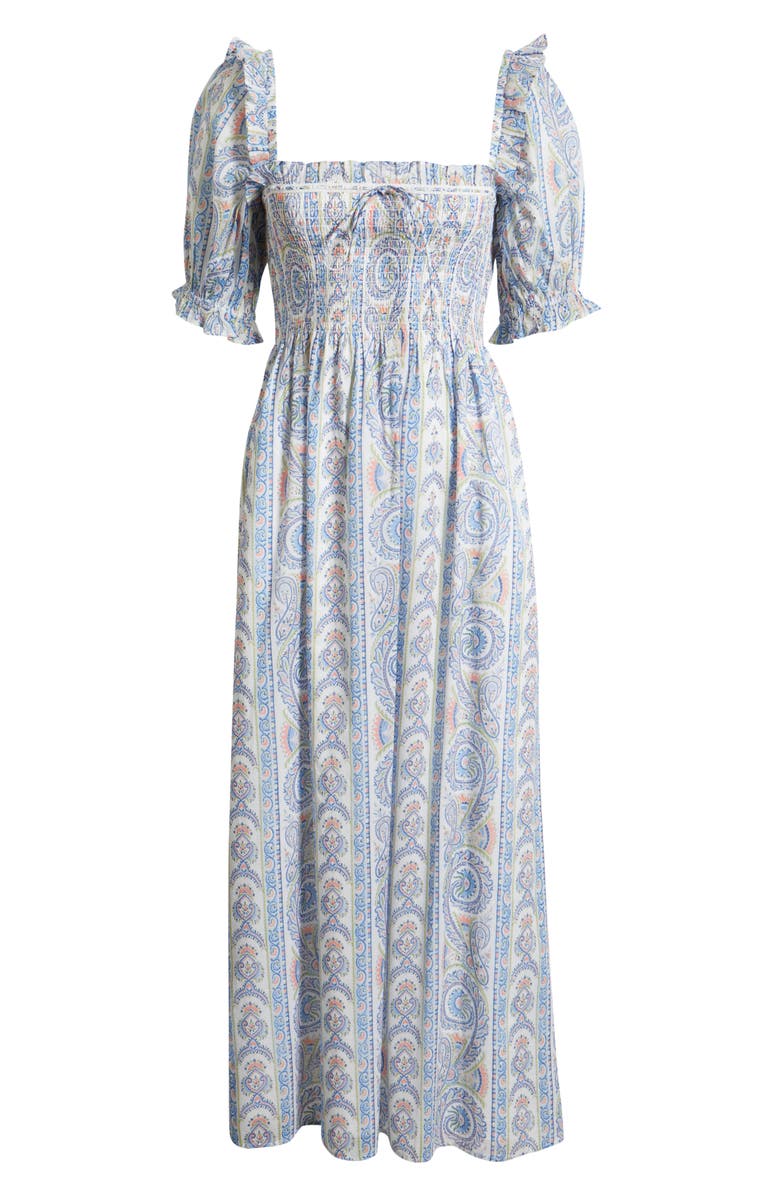 Hill House Home The Scarlett Paisley Nap Midi Dress, Alternate, color, Corsica Paisley Blue