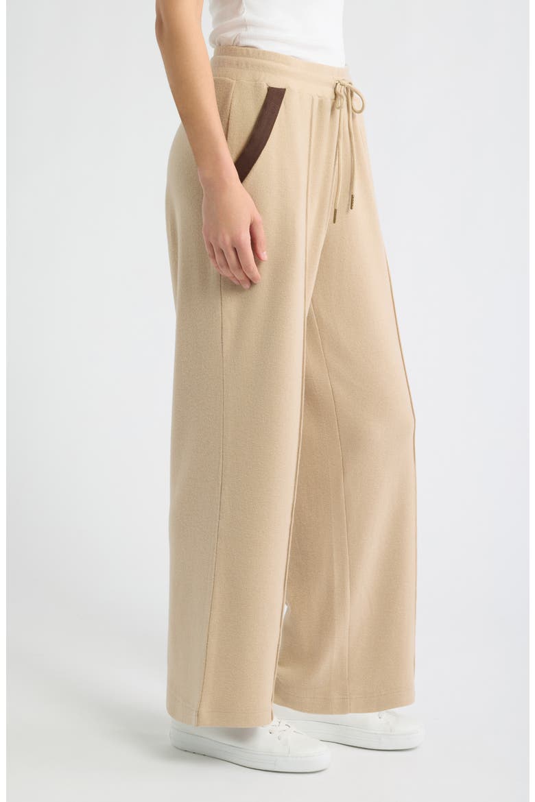 Pintuck Tie Waist Lounge Pants, Alternate, color, TAN