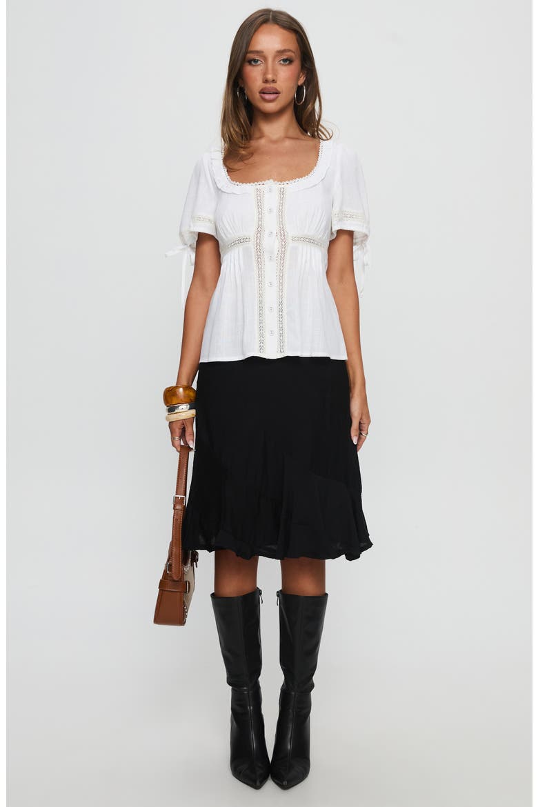 Indianah Pleat Lace Top, Alternate, color, WHITE