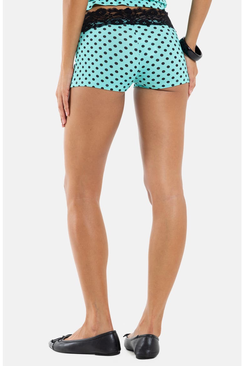 Polka Dot Lace Mini Shorts, Alternate, color, TURQUOISE