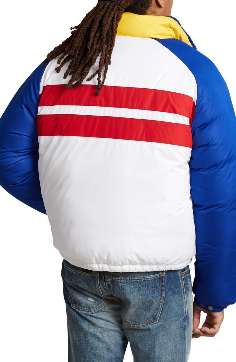 Polo Ralph Lauren Colorblock Reversible Bomber Jacket, Alternate, color, Cerise White Multi